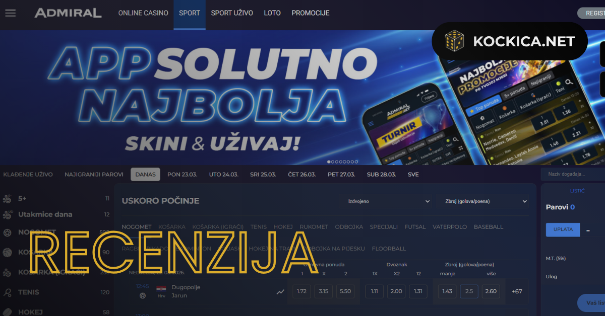 Admiral Bet recenzija: Bonusi, ponuda, sigurnost, uplate i isplate, ocjena